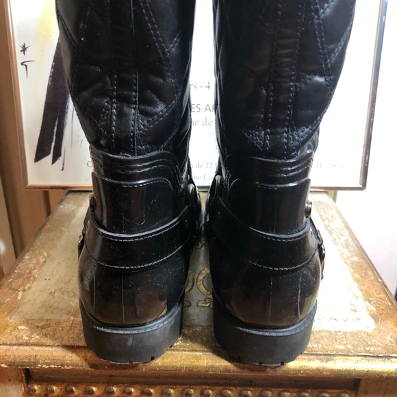 SZ 8-STUART WEITZMAN BLACK CHUNK HEEL QUILTED HEEL BOOTS - Picture 12 of 16